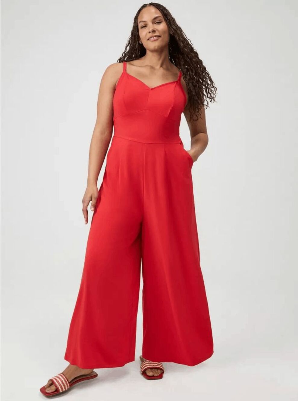 Torrid Studio Crepe Wide Leg Jumpsuit Romper Hot Red Size 3X 22/24